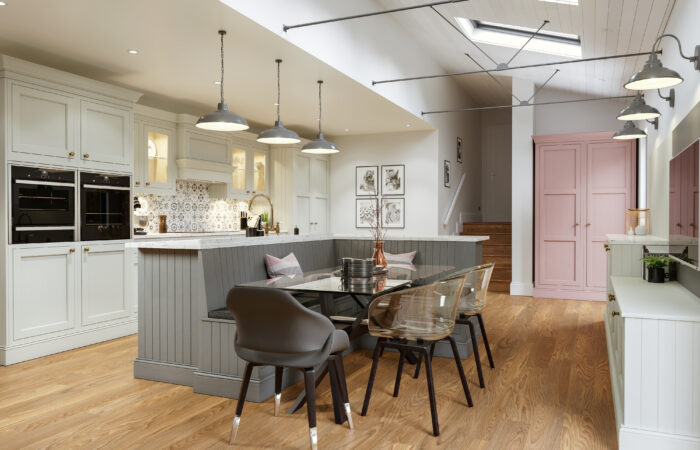 Durham Light Grey, Cool Grey, Desert Pink In Frame Kitchens