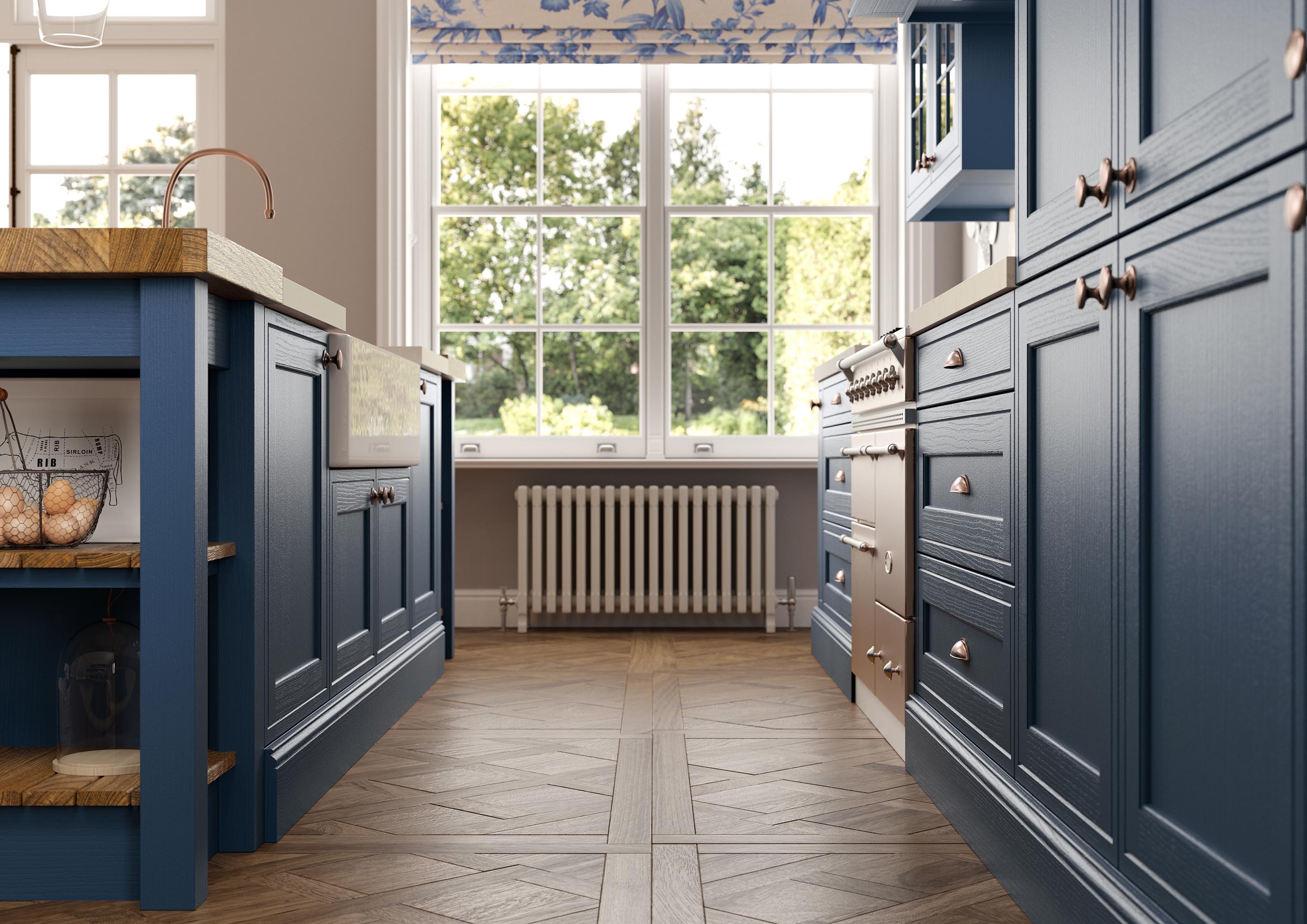 Kitchens Tollerton Nottingham - Warwick Inframe Effect Parisian Blue - Complementary Finishes