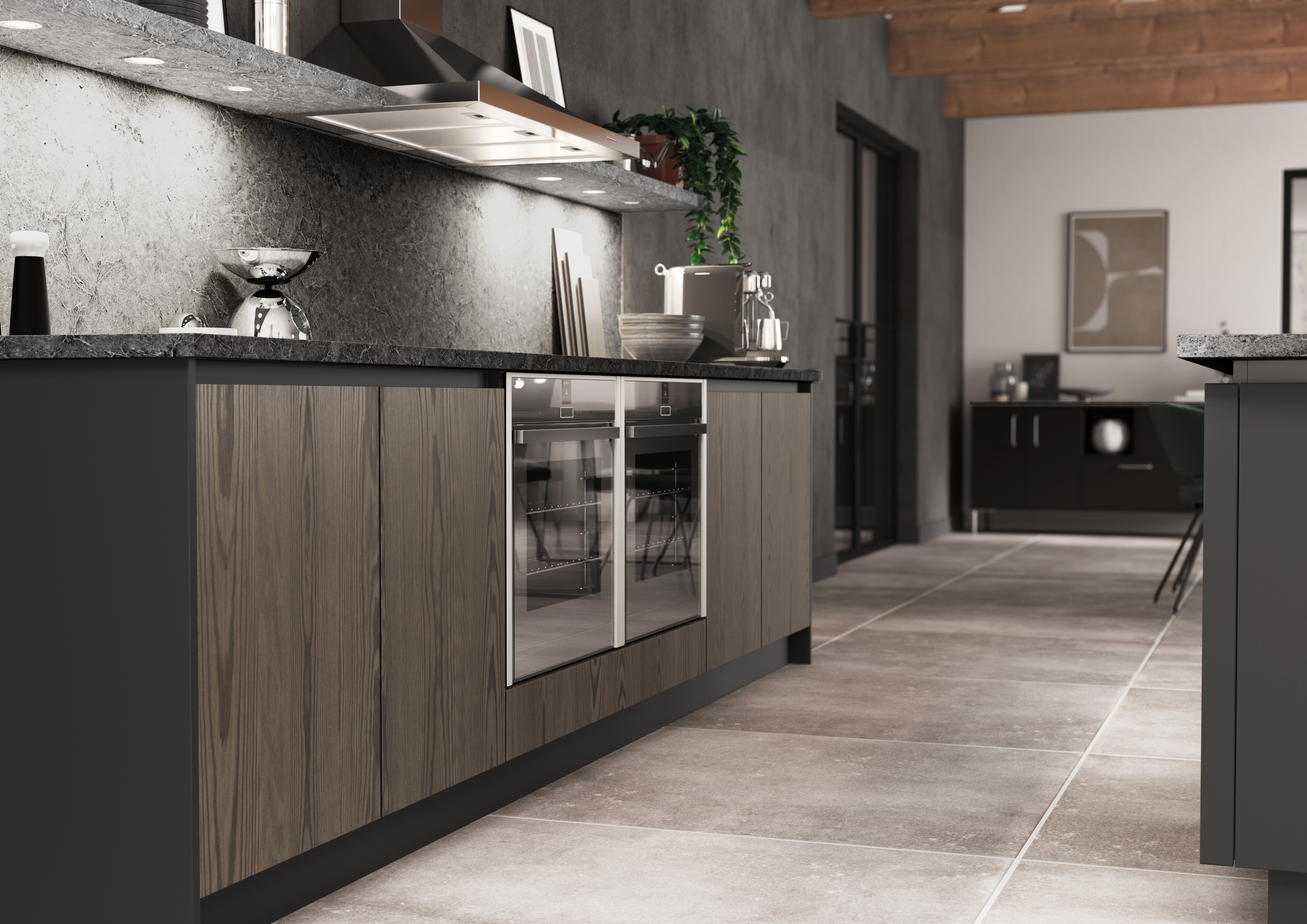 Kitchens Long Eaton Nottinghamshire - Kingsley Truffle Grey and Zagen Matte Graphite - Cameo