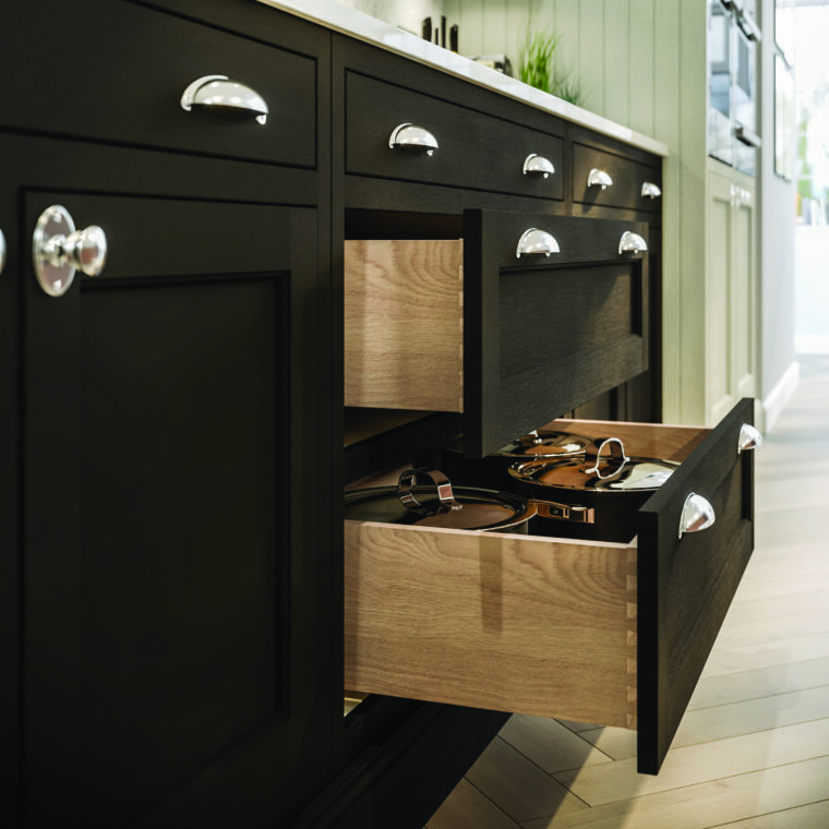 In Frame Kitchens Nottingham Durham Soft Black Oak Dovetail Drawer Boxes